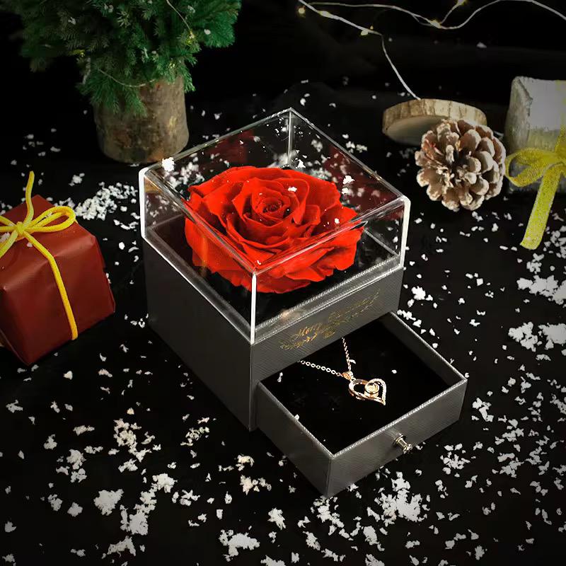 Coffret Luxe Romance 🌹 Rose Éternelle + Collier Élégant