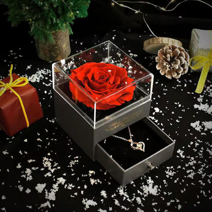Coffret Luxe Romance 🌹 Rose Éternelle + Collier Élégant
