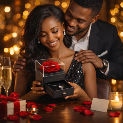Coffret Luxe Romance 🌹 Rose Éternelle + Collier Élégant