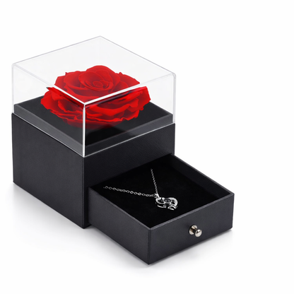 Coffret Luxe Romance 🌹 Rose Éternelle + Collier Élégant
