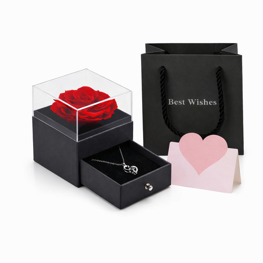 Coffret Luxe Romance 🌹 Rose Éternelle + Collier Élégant